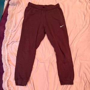 Nike Kids Maroon Jogger Sweatpants with White Swoosh